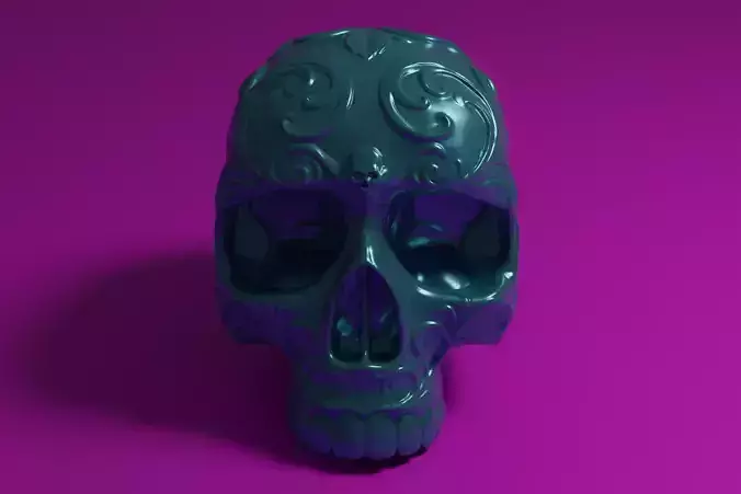 3d print  3d Printable skull with filigree desing 