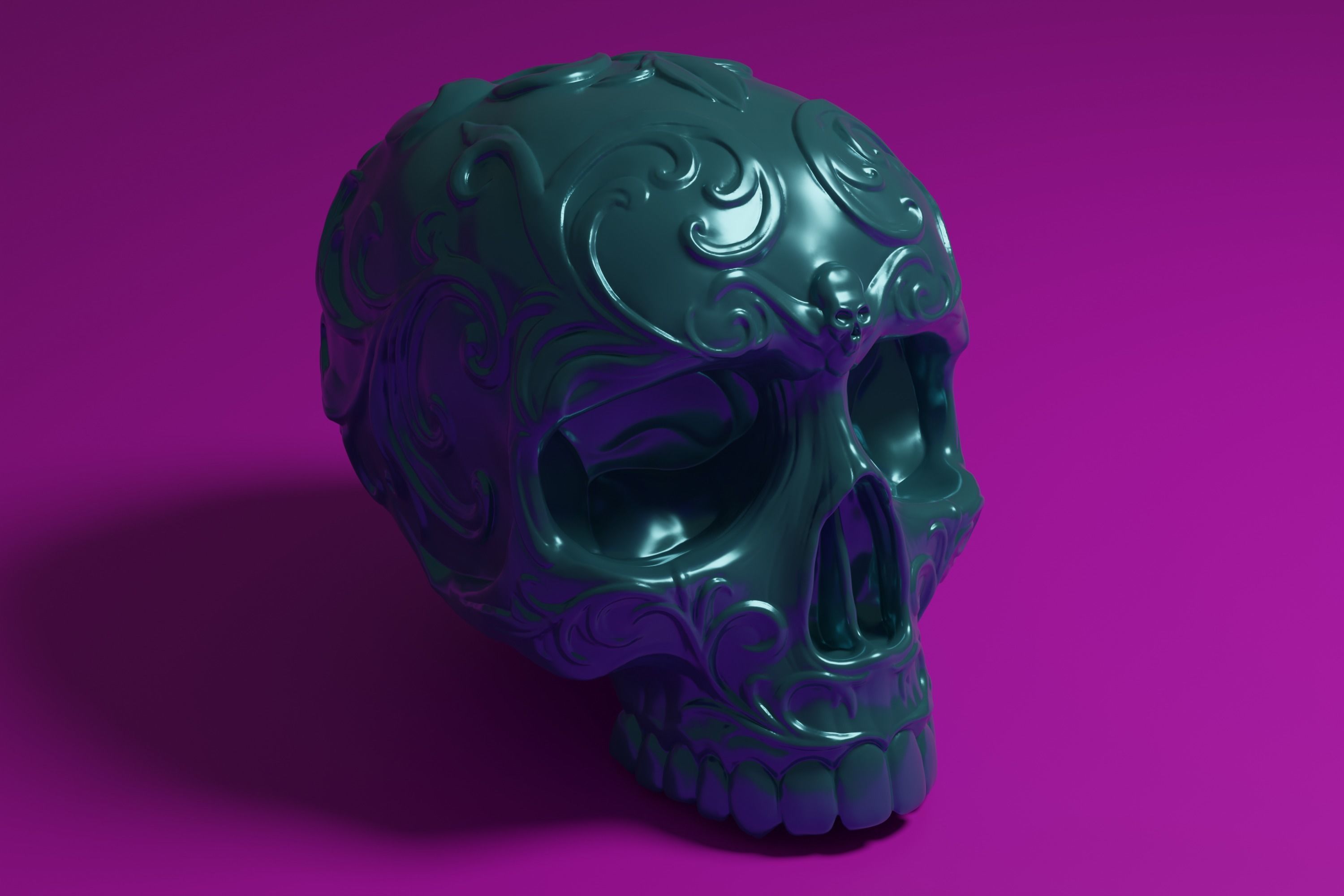 3d print 3d Printable skull with filigree desing 3D model 3D printable