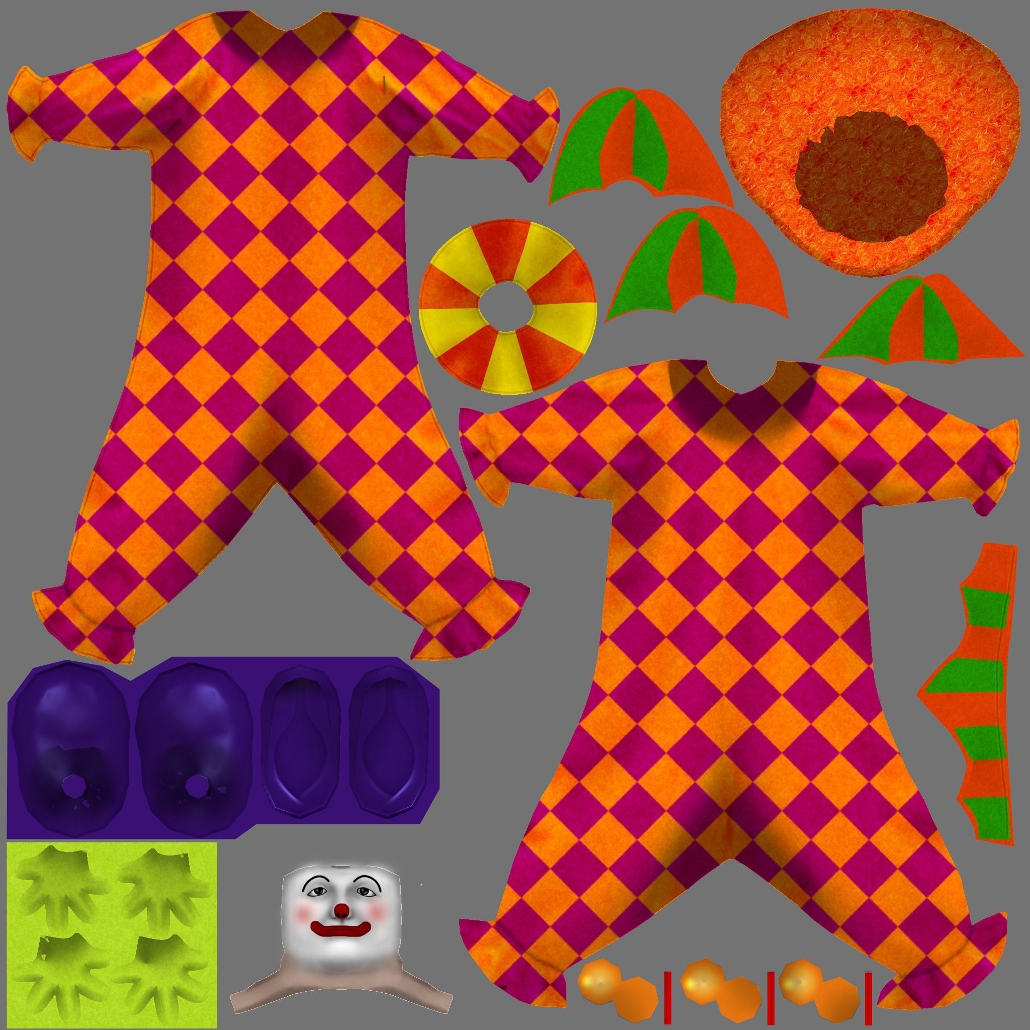 Complete Clown Avatar Low-poly 3D model_9