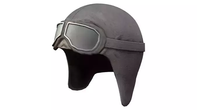 Old Vintage Pilot Helmet and Goggles Low-poly 3D model