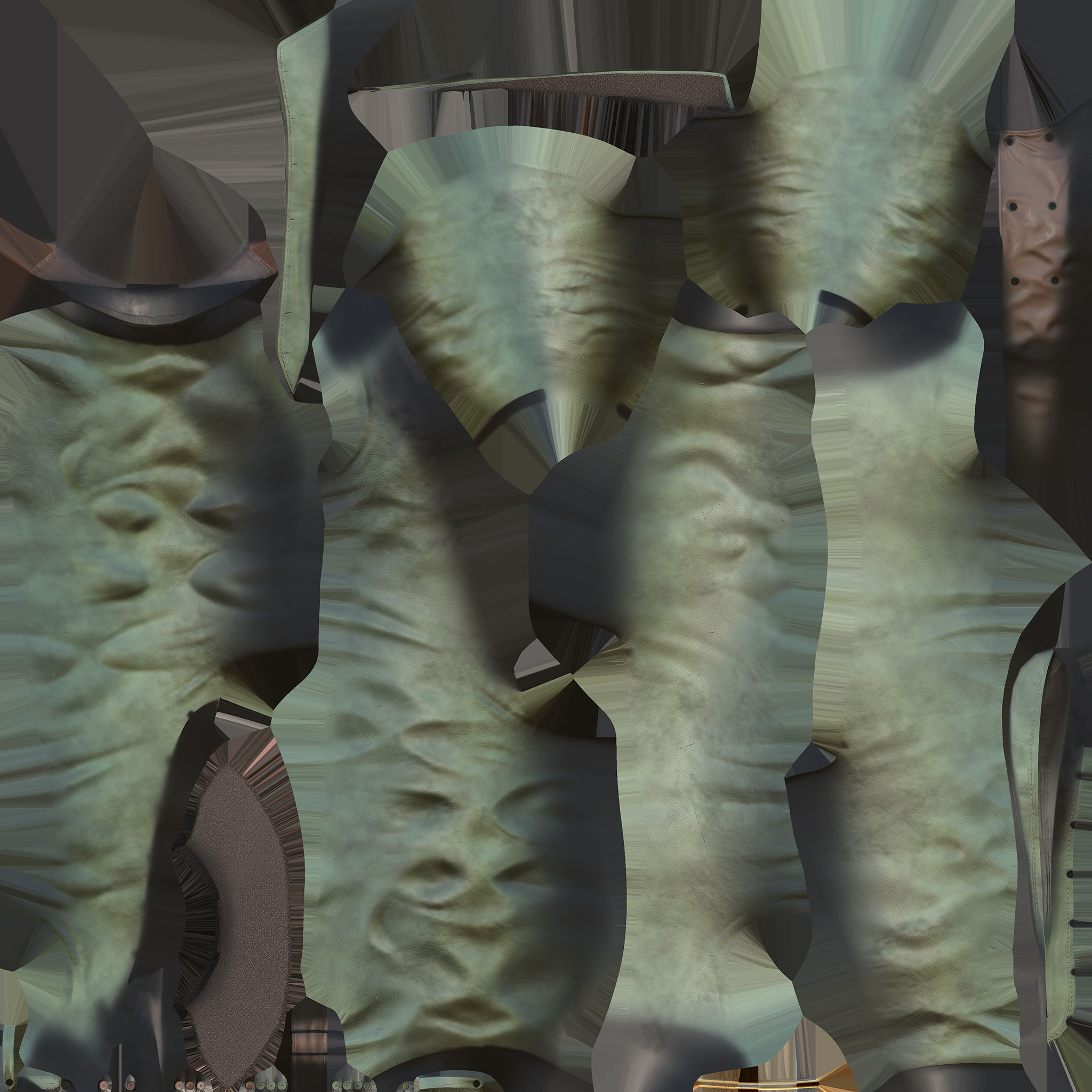 Old Vintage Green Pilot Uniform Low-poly 3D model_9