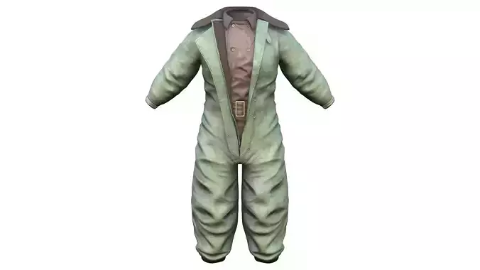 Old Vintage Green Pilot Uniform Low-poly 3D model