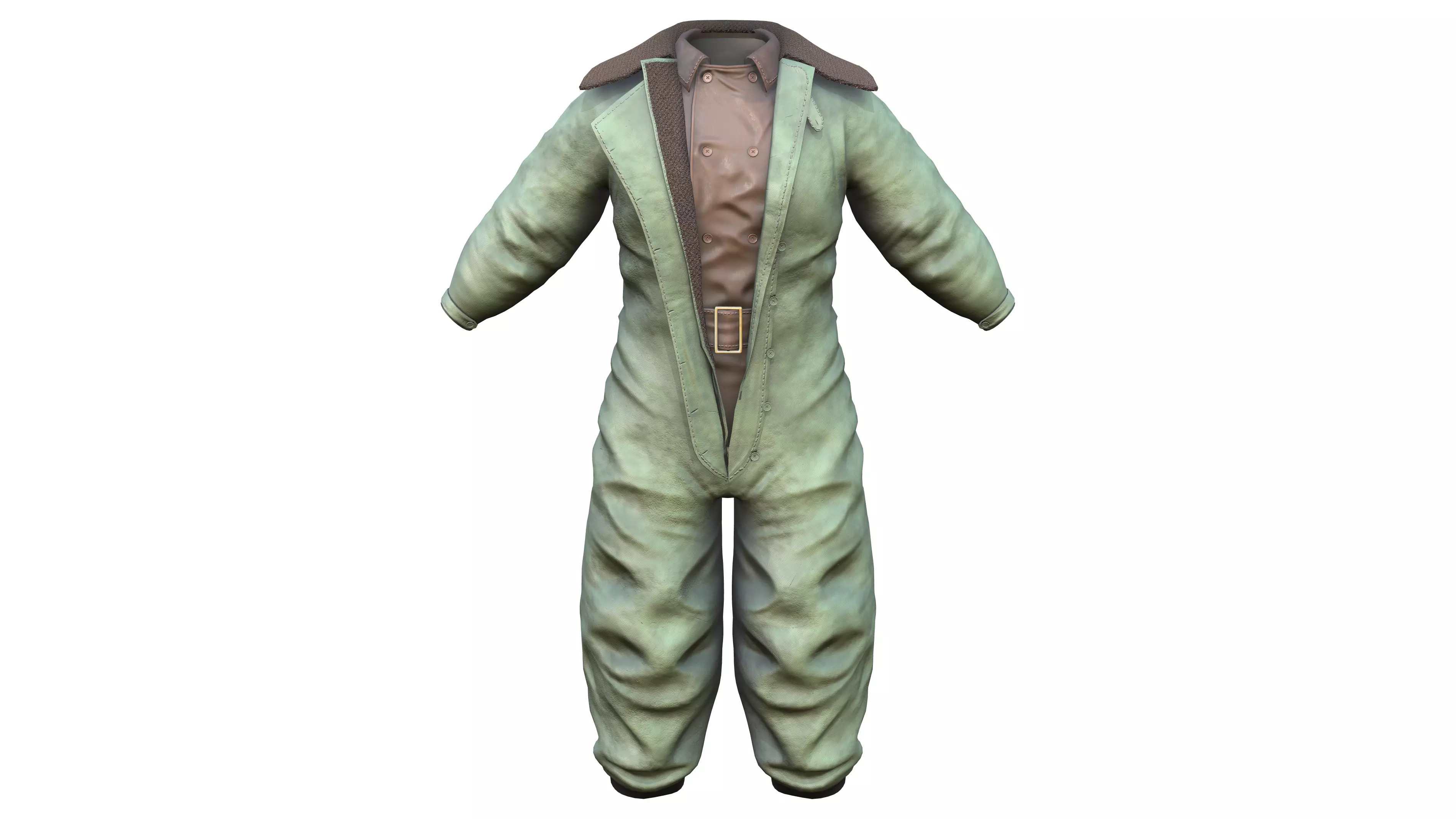 Old Vintage Green Pilot Uniform Low-poly 3D model_0