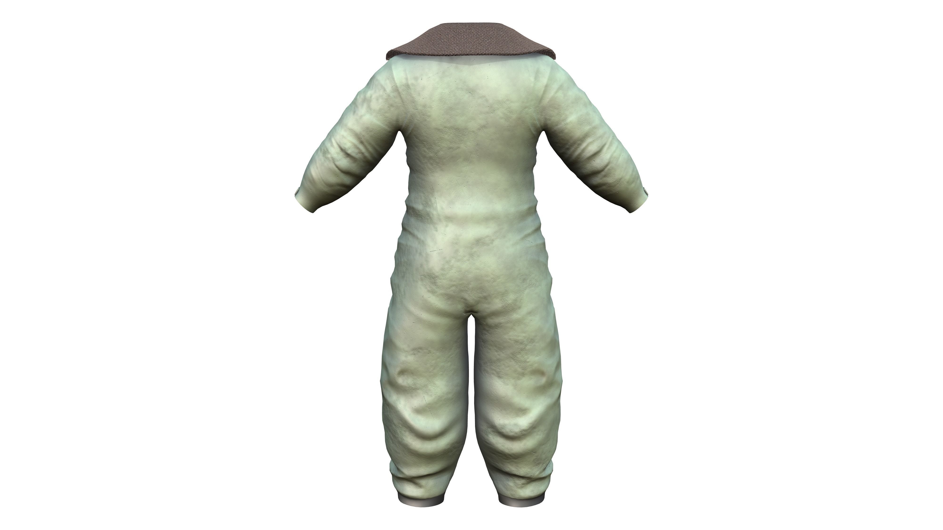 Old Vintage Green Pilot Uniform Low-poly 3D model_4