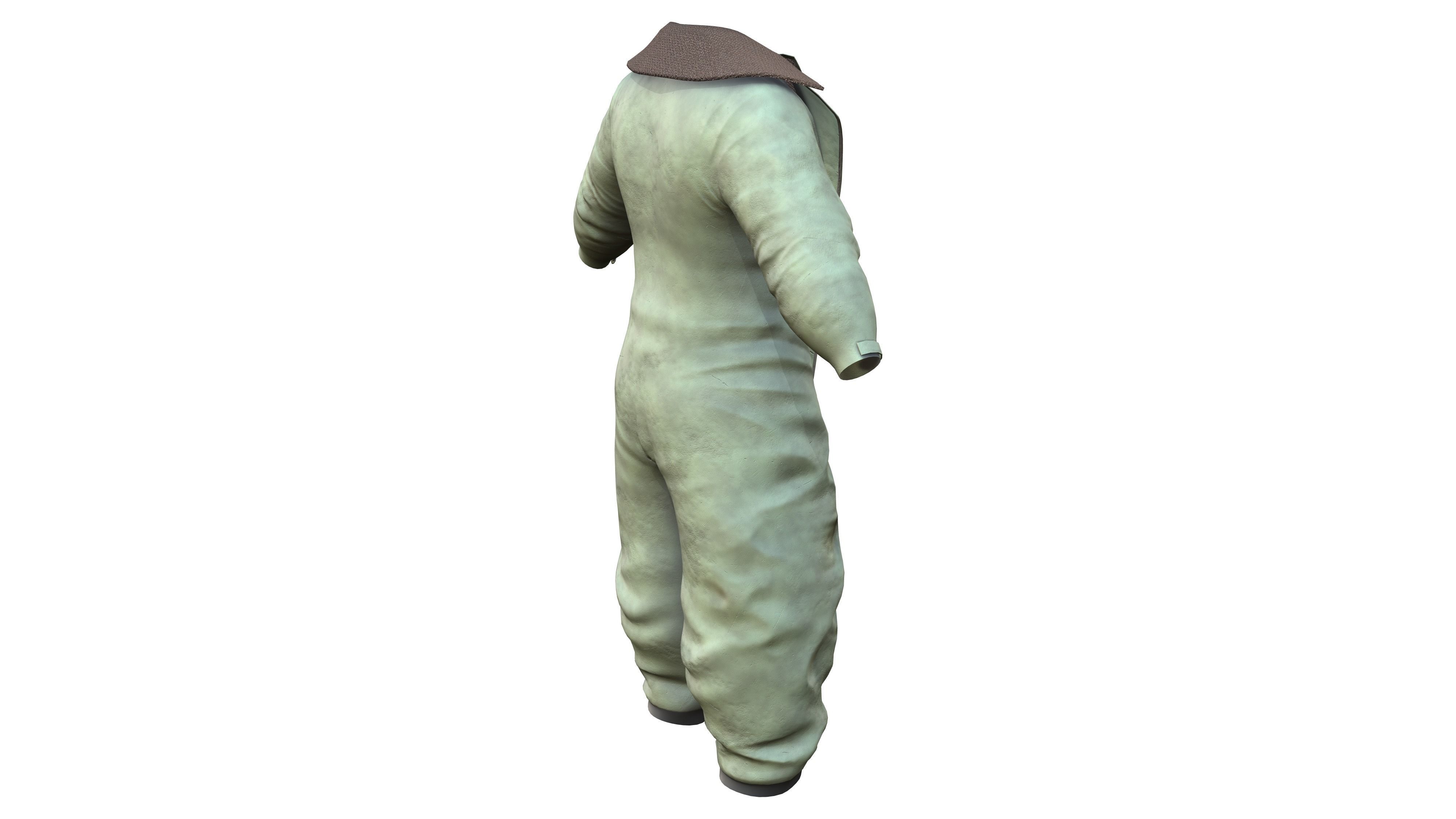Old Vintage Green Pilot Uniform Low-poly 3D model_5
