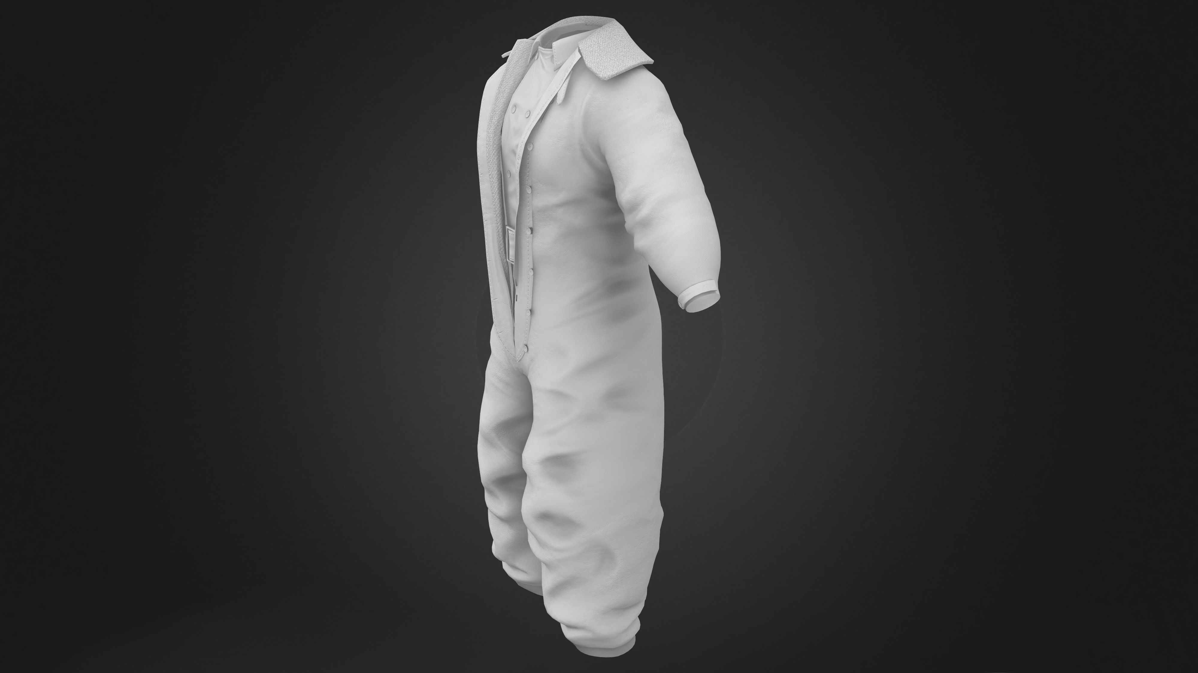 Old Vintage Green Pilot Uniform Low-poly 3D model_8