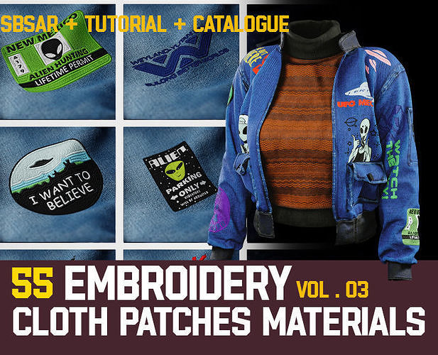 55 Embroidery Cloth Patches Materials Vol3 Texture CGTrader