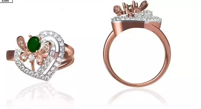 Women Wedding Engagement Heart Ring STL FBX JCD Details