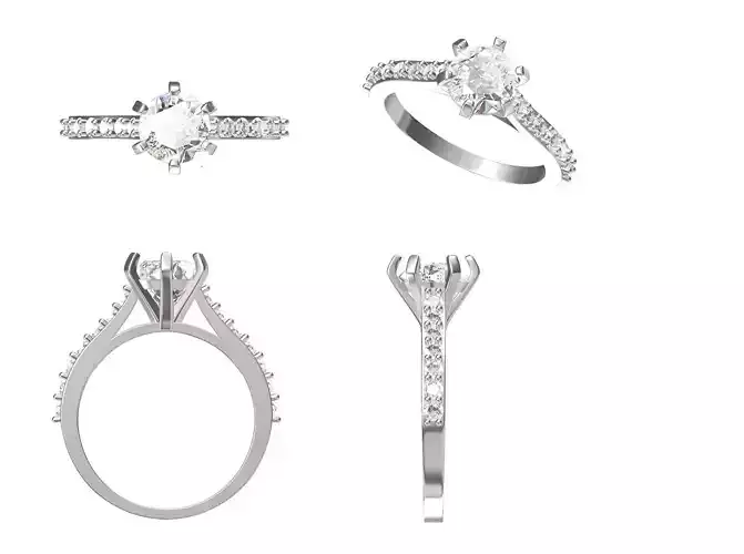 Women Wedding Engagement Ring STL OBJ FBX JCD Details