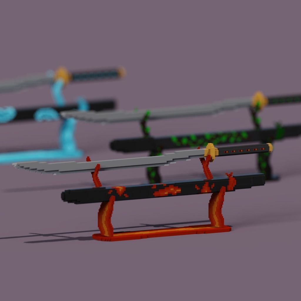 catans with the elements 3D model_1