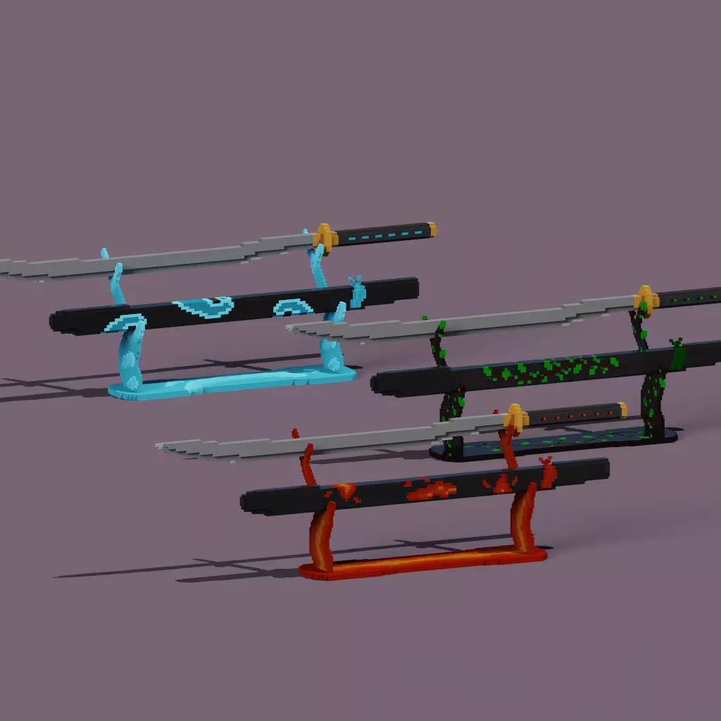 catans with the elements 3D model_0