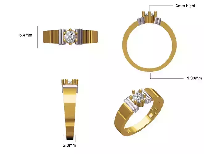 Women Wedding Engagement Ring STL OBJ FBX JCD Details