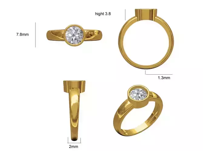 Women Wedding Engagement Ring STL OBJ FBX JCD Details