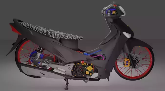Motorcycle modified from the original condition to be stronger  3D model