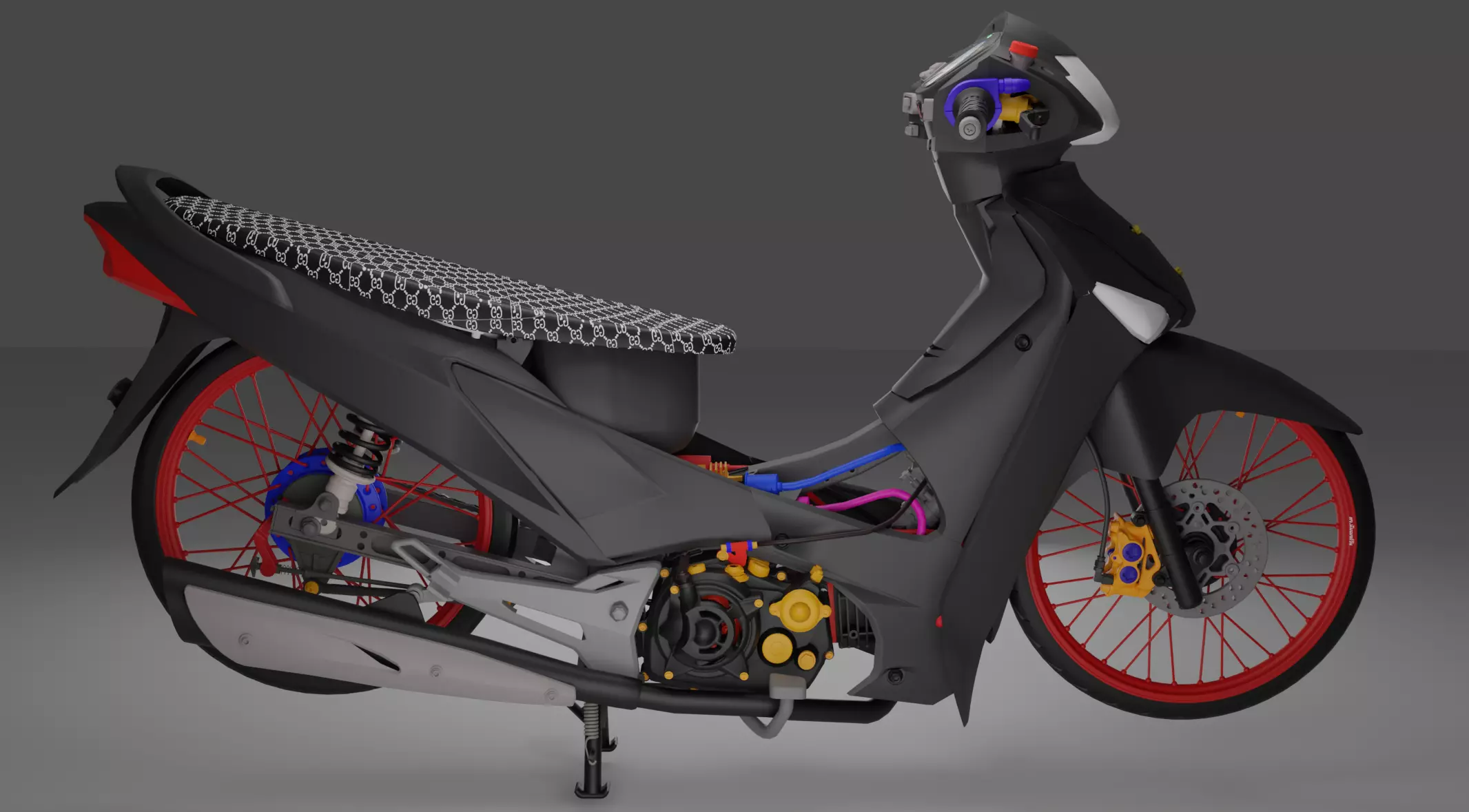Motorcycle modified from the original condition to be stronger  3D model_0