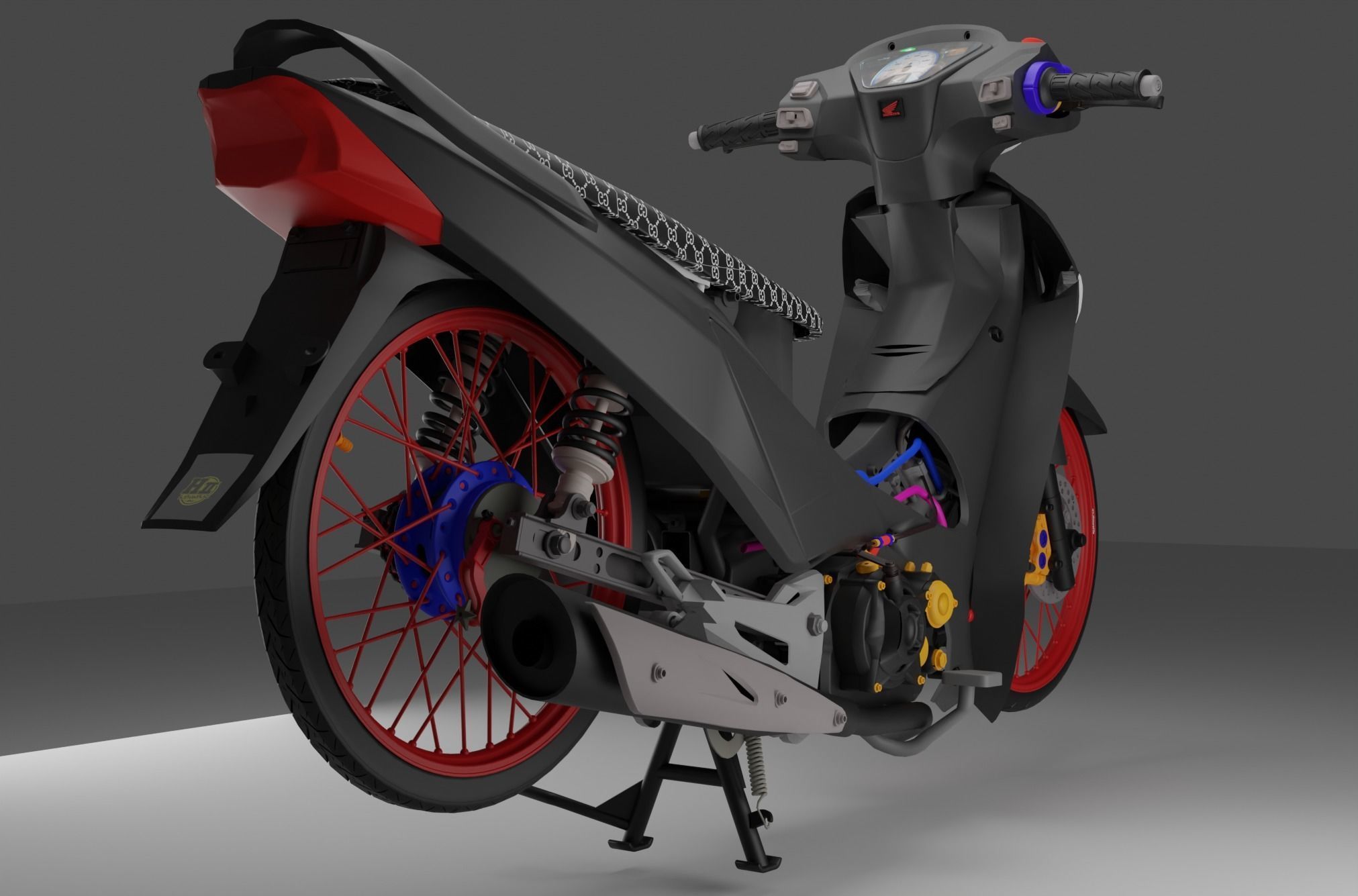 Motorcycle modified from the original condition to be stronger  3D model_2