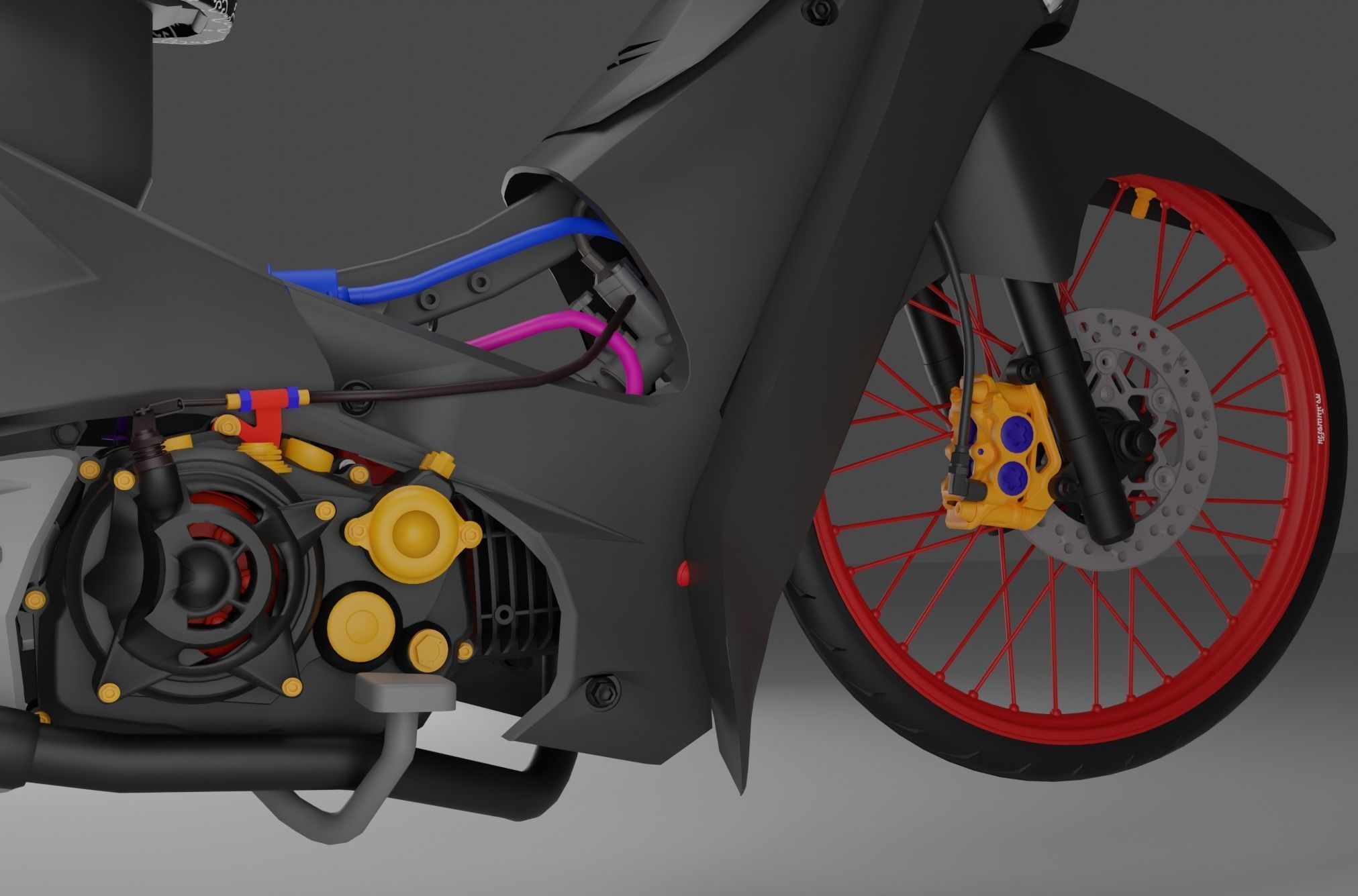 Motorcycle modified from the original condition to be stronger  3D model_3