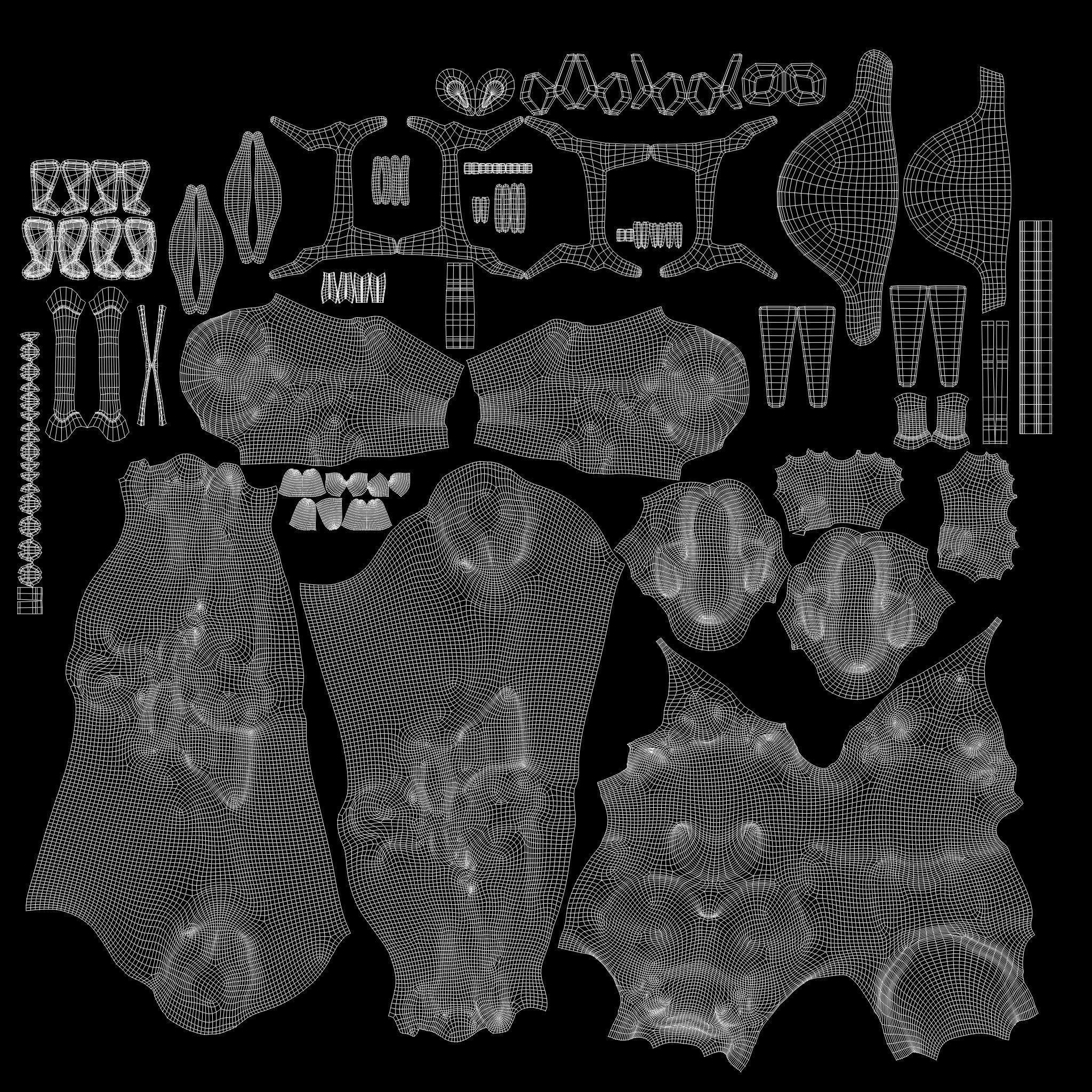 Female Full Body Sci-Fi Orange Black Bodysuit Low-poly 3D model_13