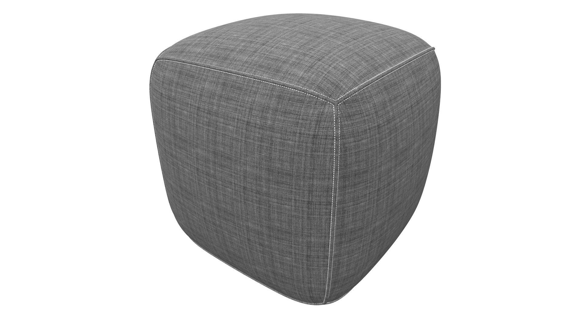 Pouf Grey Fabric AR VR PBR  Lowpoly with game ready Low-poly 3D model_3