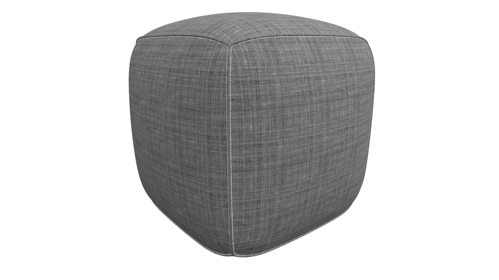 Pouf Grey Fabric AR VR PBR  Lowpoly with game ready Low-poly 3D model_5