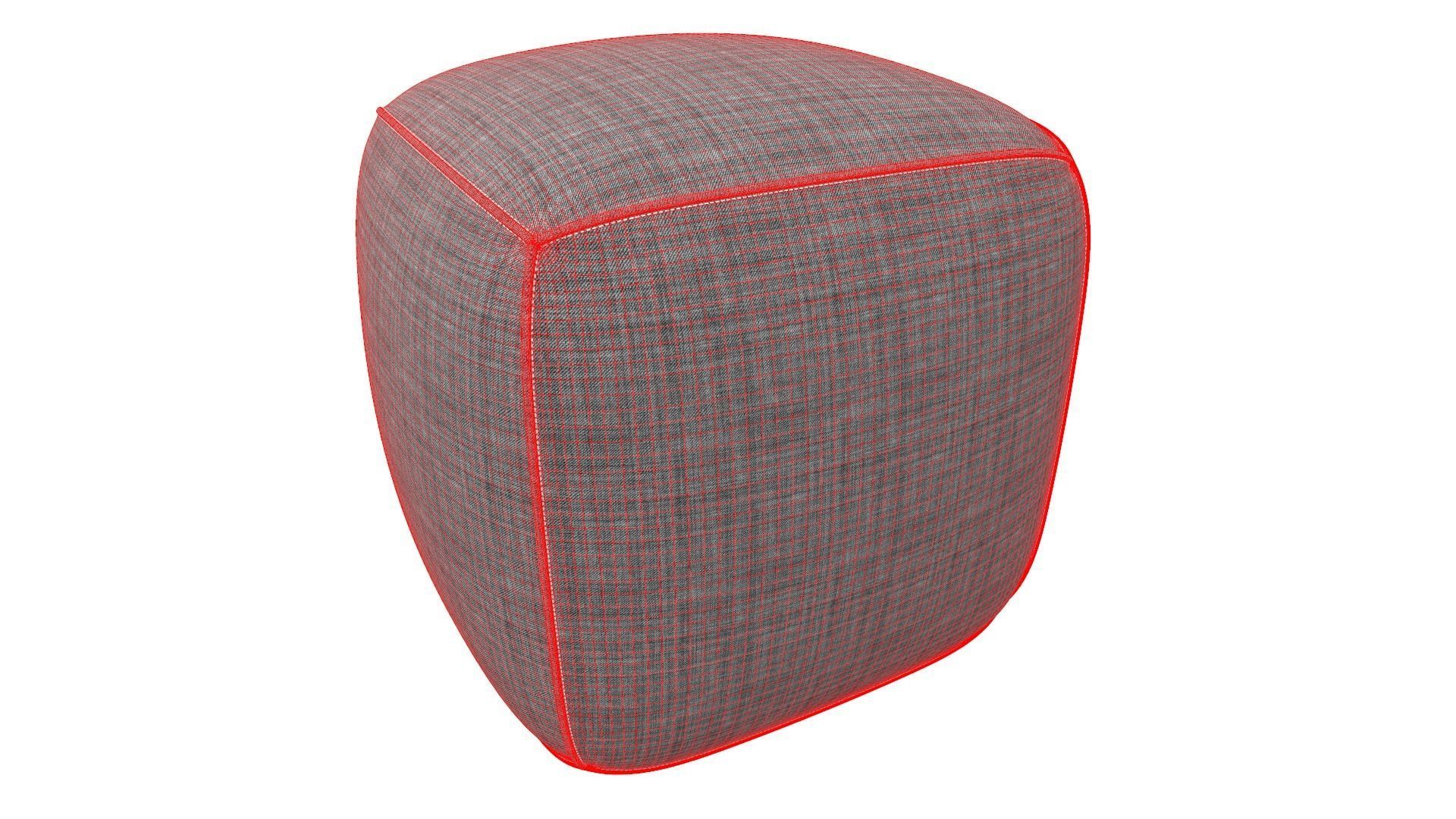 Pouf Grey Fabric AR VR PBR  Lowpoly with game ready Low-poly 3D model_11