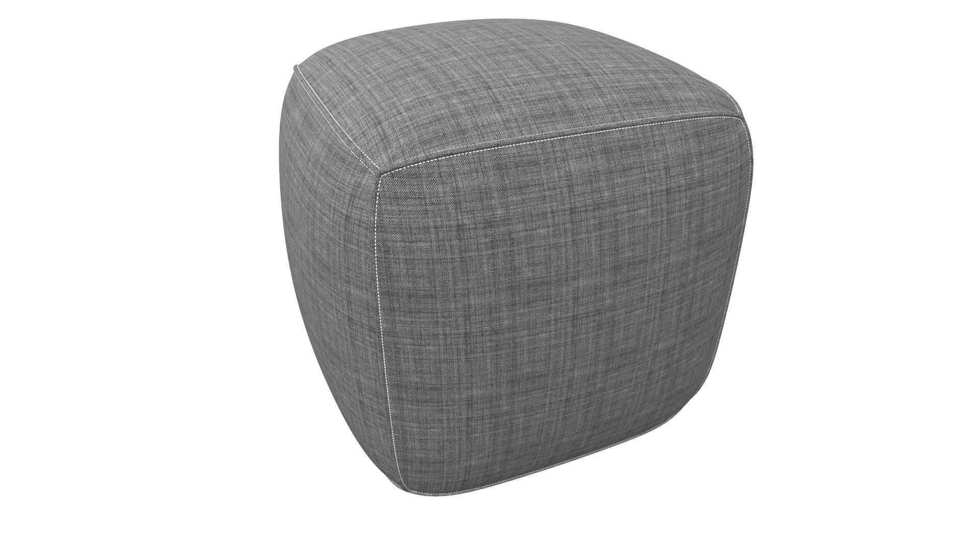 Pouf Grey Fabric AR VR PBR  Lowpoly with game ready Low-poly 3D model_2