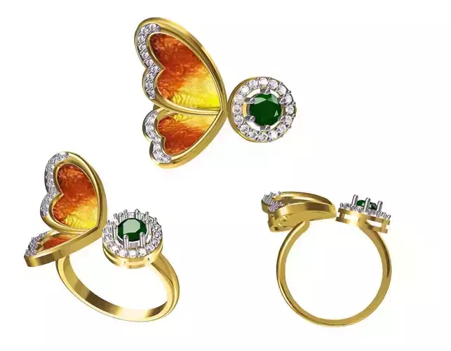 Women Wedding Engagement Butterflies Ring STL FBX JCD Details