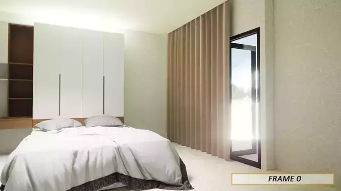 Animated Curtain Blowing in the Wind - Light Breeze 3D model