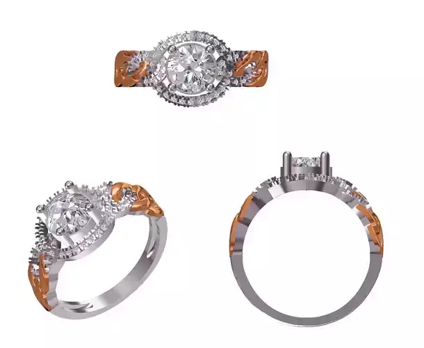 Women Wedding Engagement Ring STL FBX JCD Details