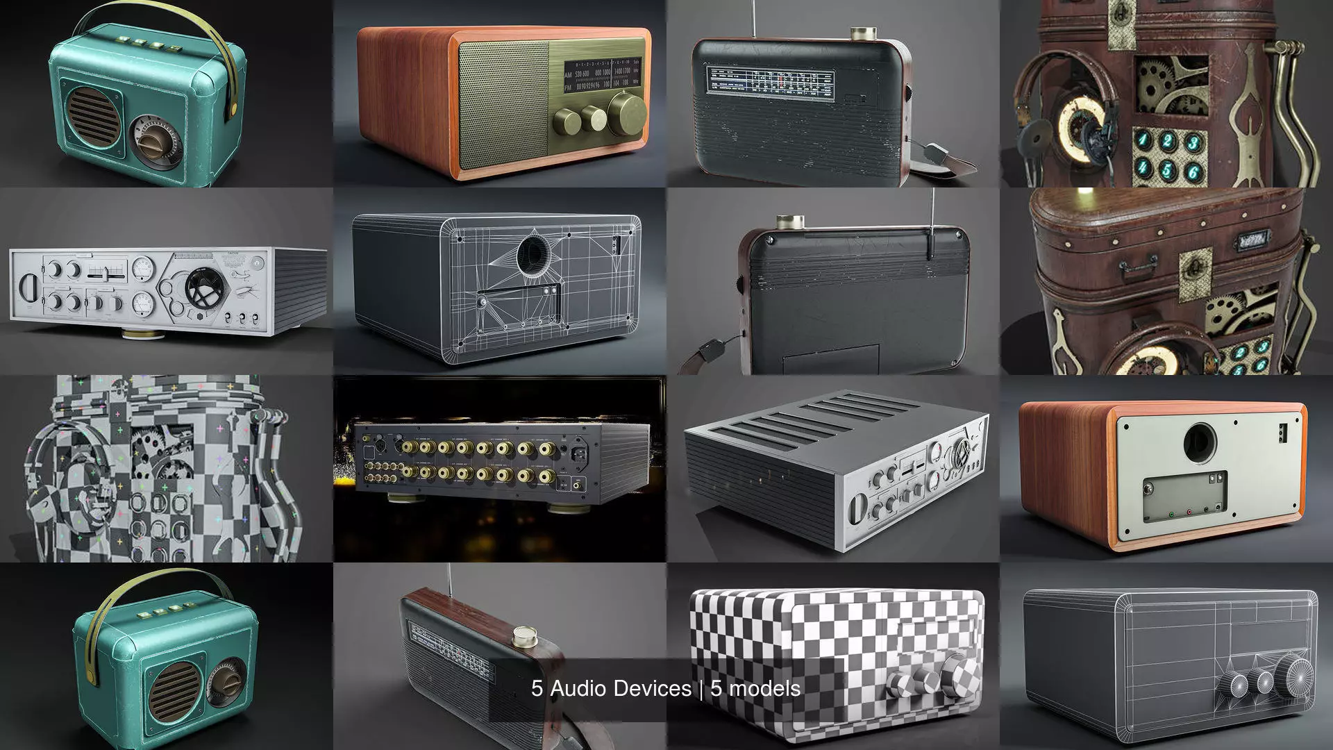 5 Audio Devices 3D Model Collection_1