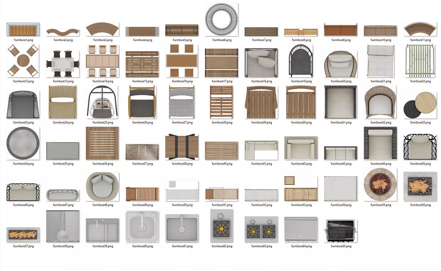 2D Outdoor top view Furniture Plans PNG PSD PDF 65 layers  Texture_0