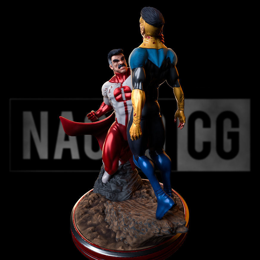 Fan Art - Omniman Defeats Invincible - Statue 3D print model_3