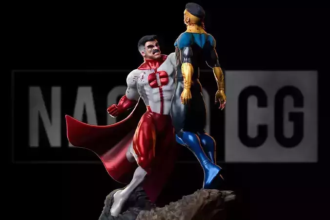 Fan Art - Omniman Defeats Invincible - Statue 3D print model