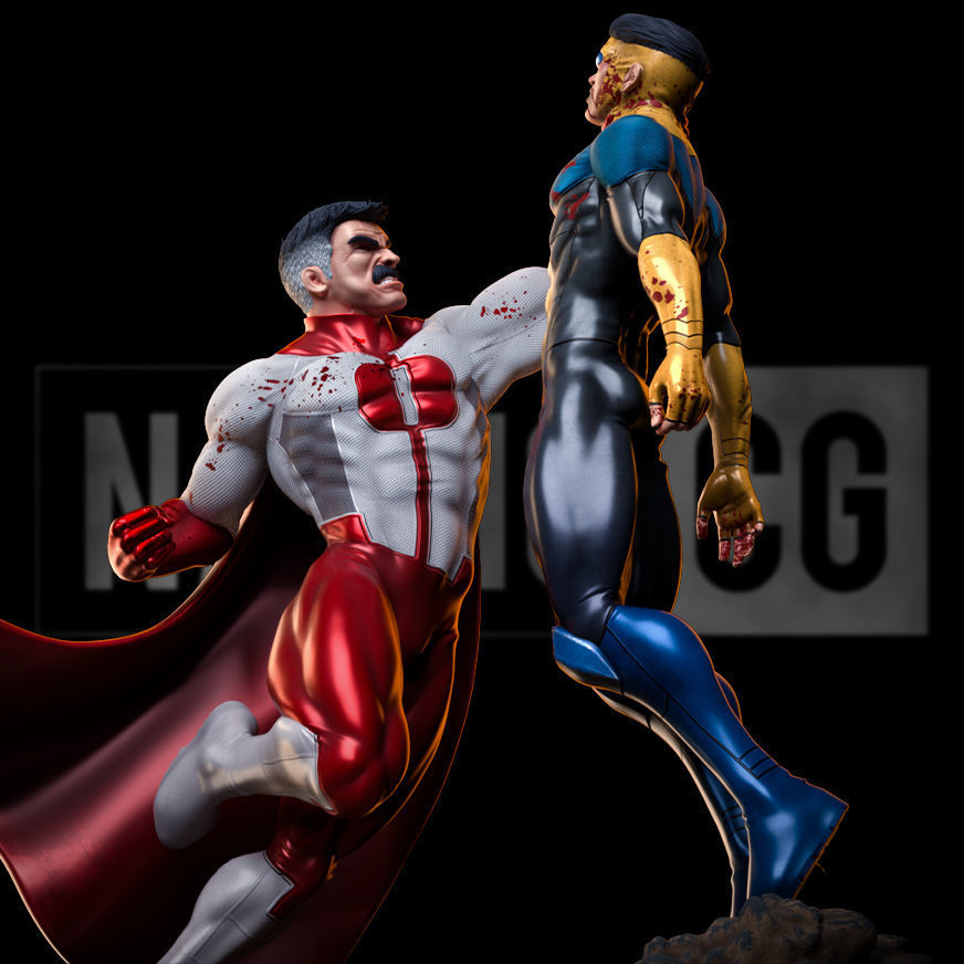 Fan Art - Omniman Defeats Invincible - Statue 3D print model_6