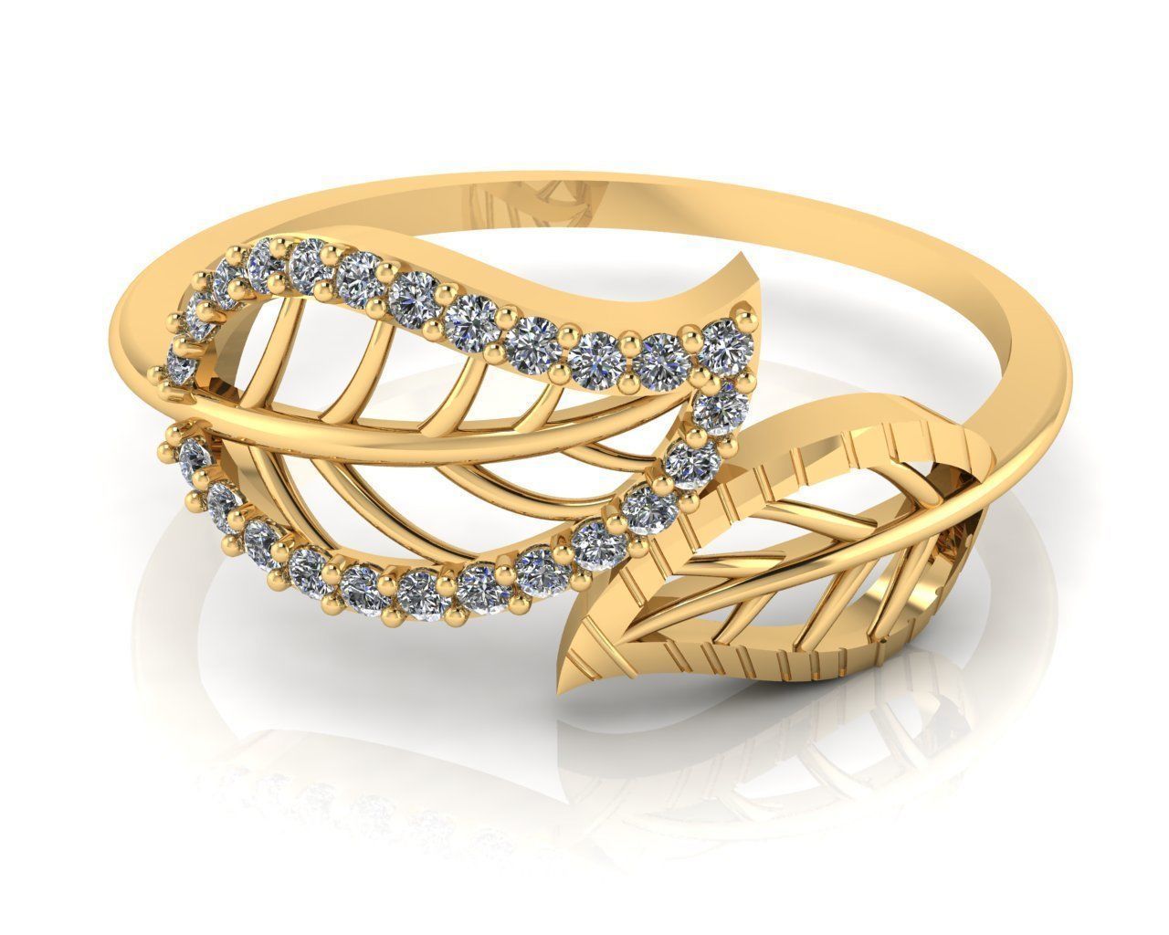 Ladies Leaf Ring 3D print model_2