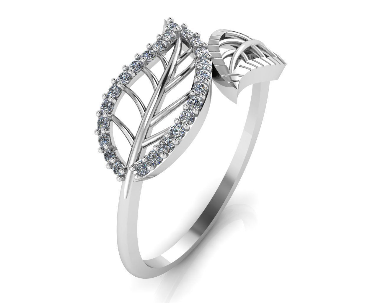 Ladies Leaf Ring 3D print model_7