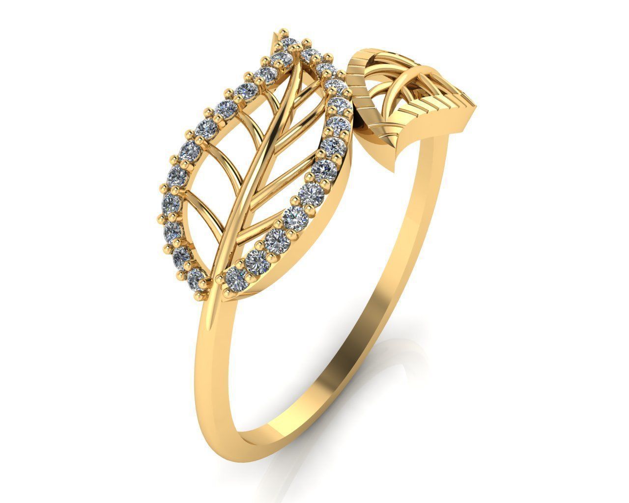 Ladies Leaf Ring 3D print model_1