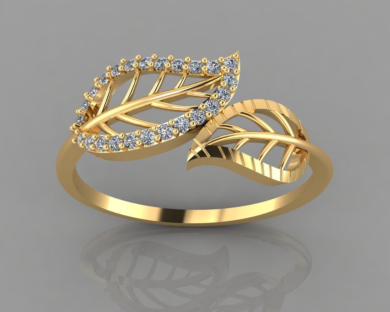 Ladies Leaf Ring 3D print model_14