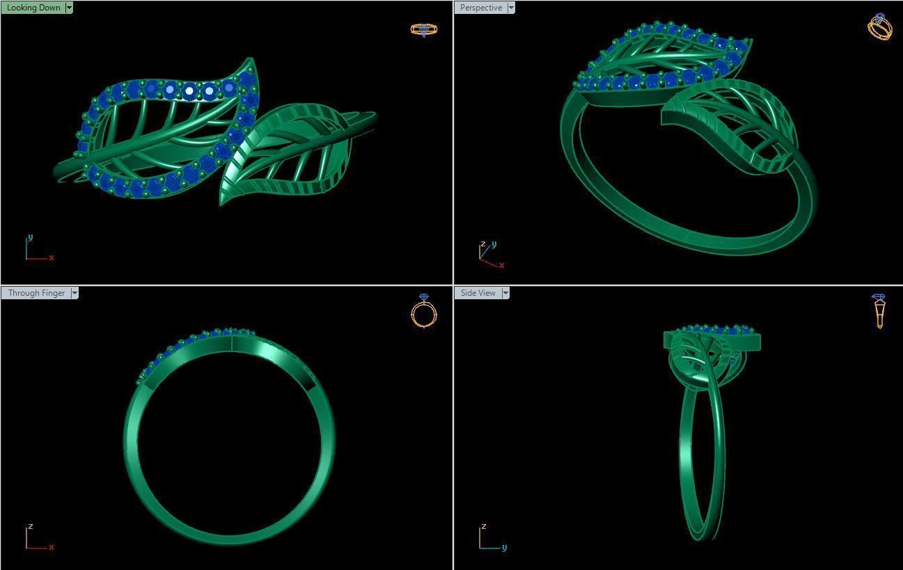 Ladies Leaf Ring 3D print model_9
