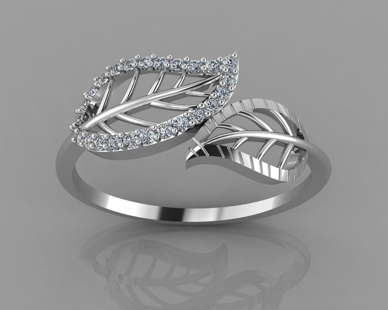 Ladies Leaf Ring 3D print model_13