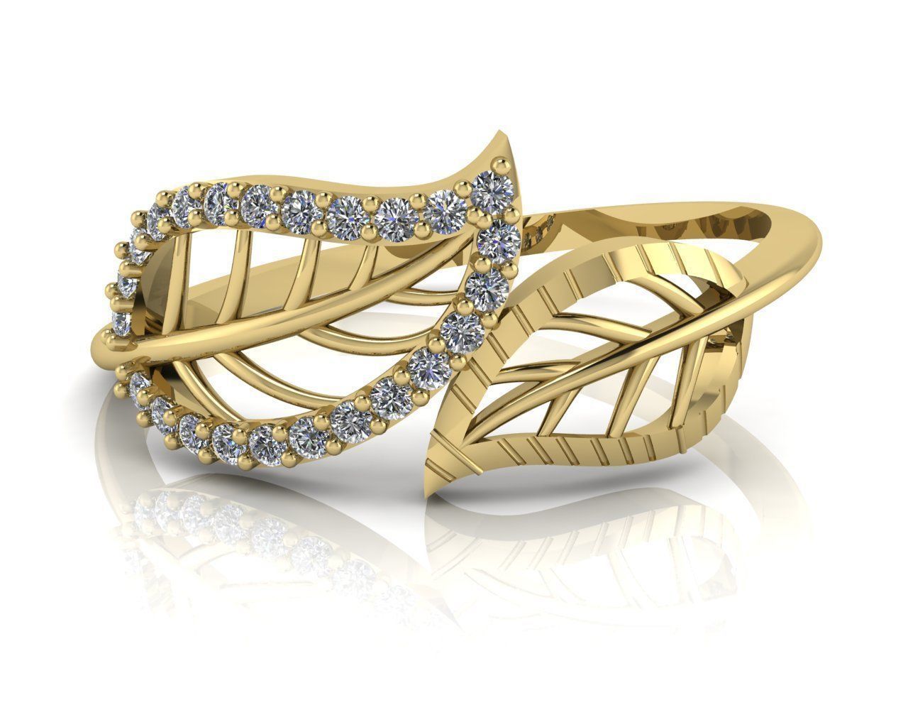 Ladies Leaf Ring 3D print model_16