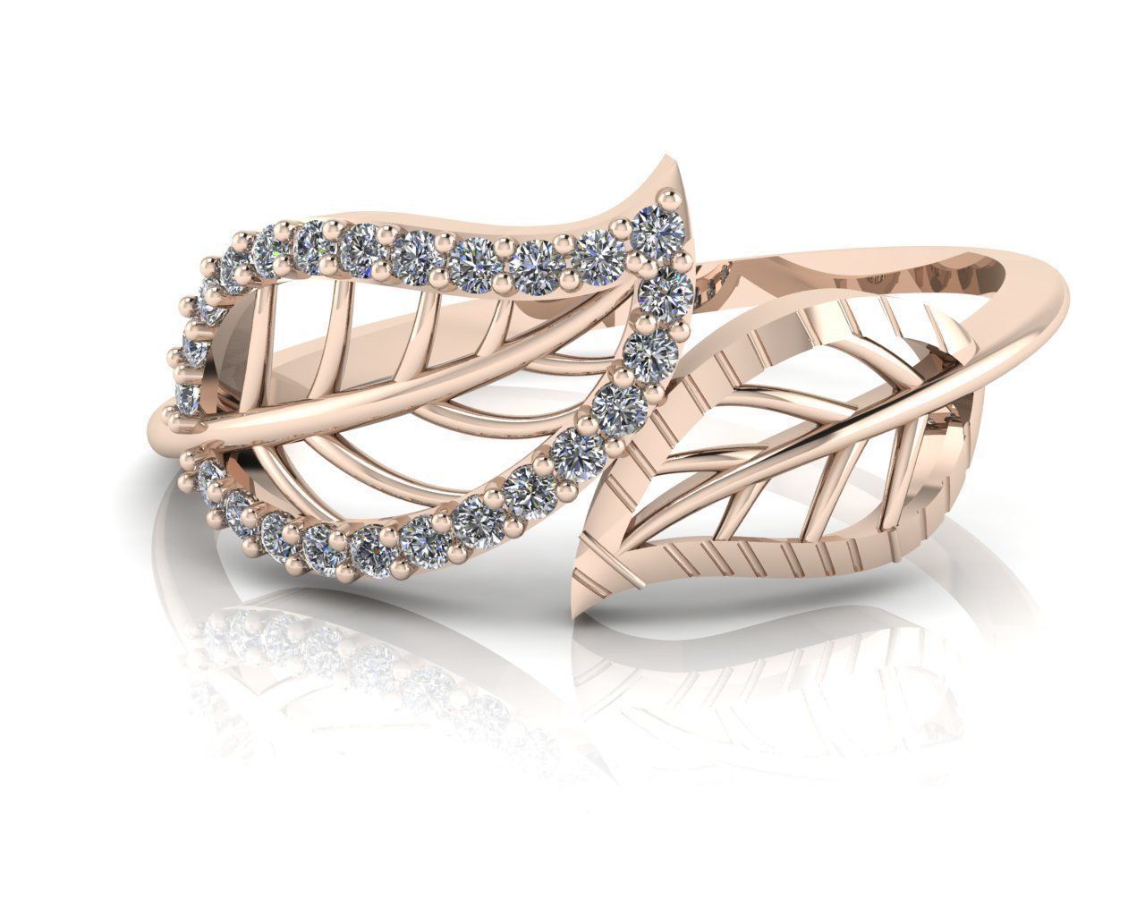 Ladies Leaf Ring 3D print model_5