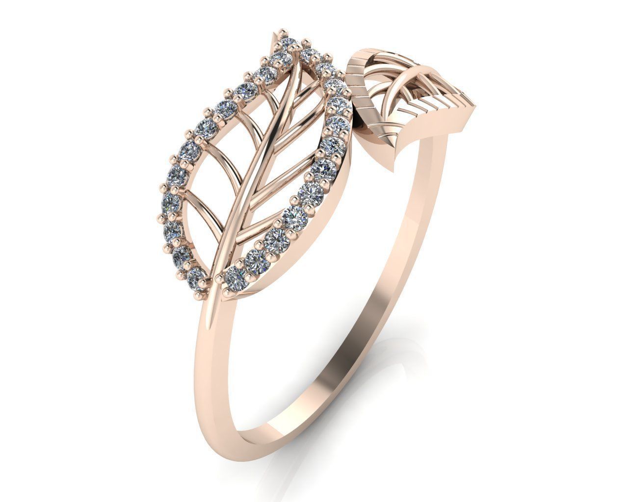 Ladies Leaf Ring 3D print model_4