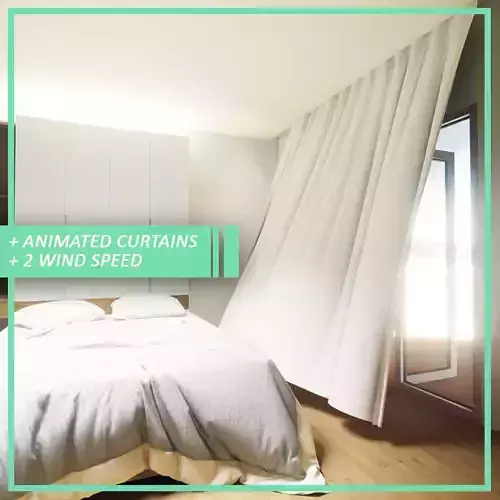 Pack of two Animated Curtains - Moderate and Strong wind 3D model