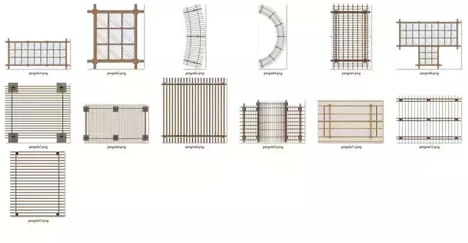 2D Outdoor top View Pergola Plans PNG PSD PDF 13 layers  Texture