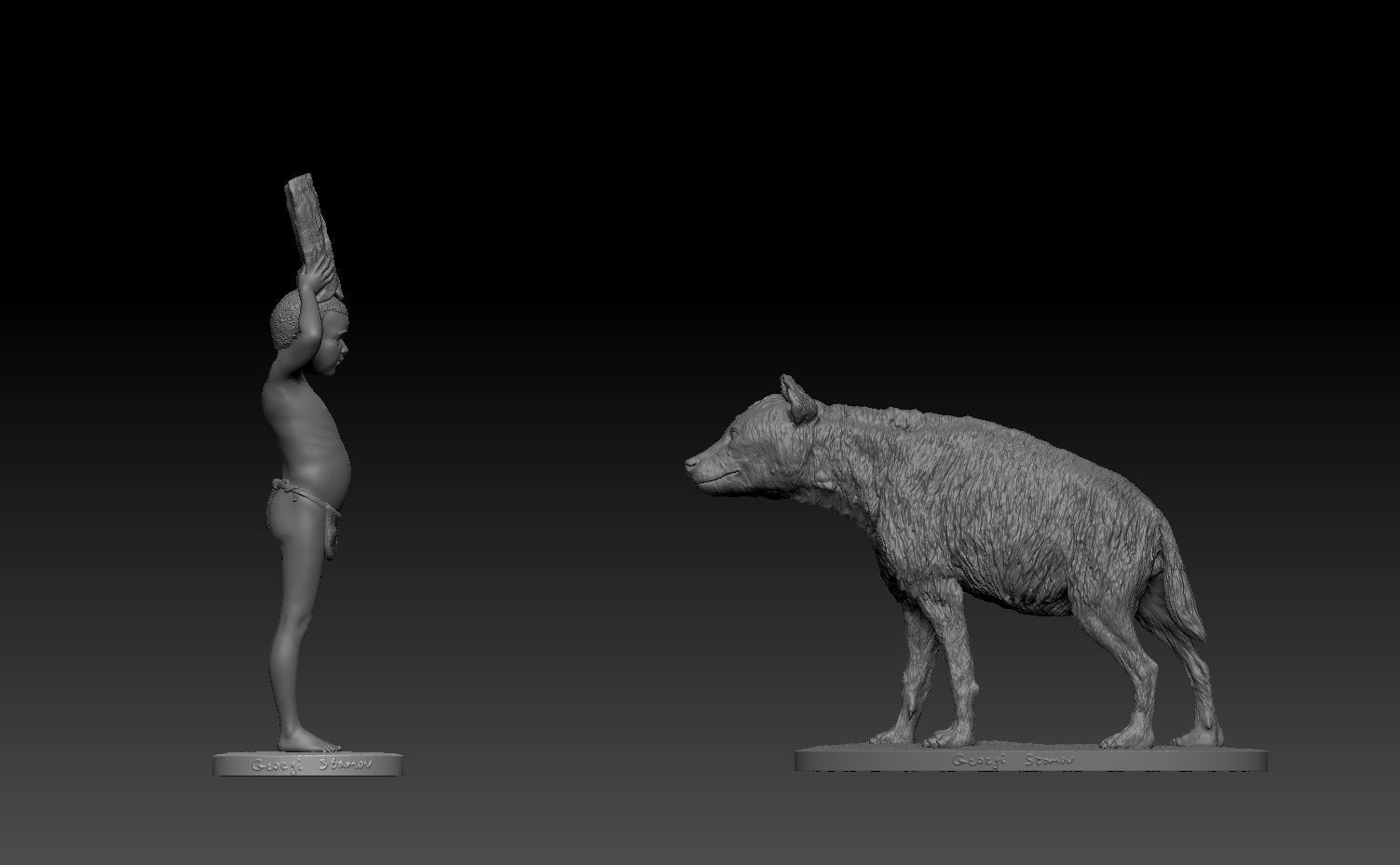 Gods Must be Crazy hyena scene- 90mm scale miniatures 3D print model_4