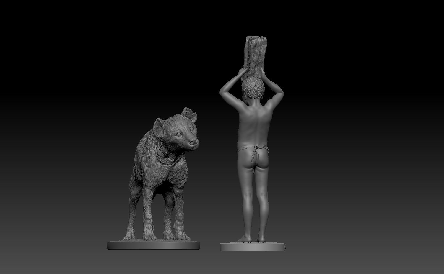 Gods Must be Crazy hyena scene- 90mm scale miniatures 3D print model_6