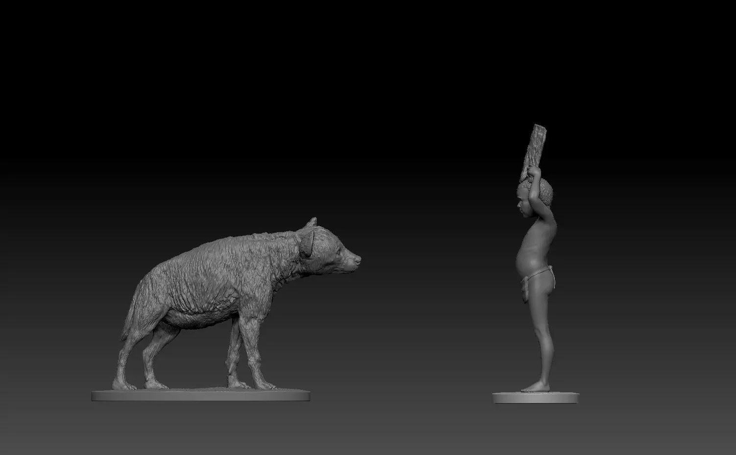 Gods Must be Crazy hyena scene- 90mm scale miniatures 3D print model_0