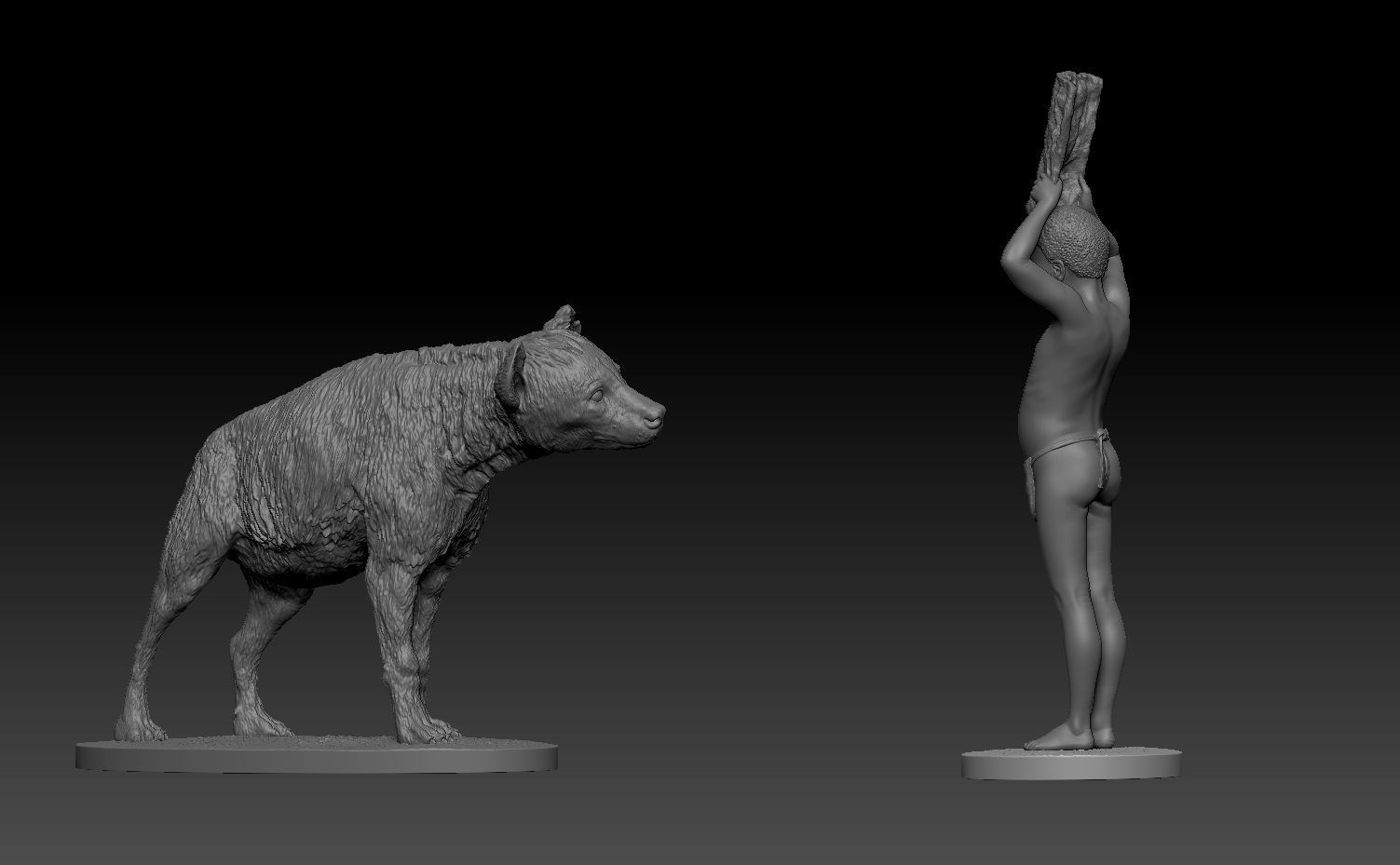 Gods Must be Crazy hyena scene- 90mm scale miniatures 3D print model_7