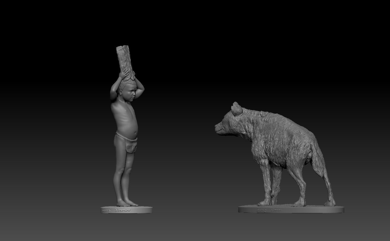 Gods Must be Crazy hyena scene- 90mm scale miniatures 3D print model_3